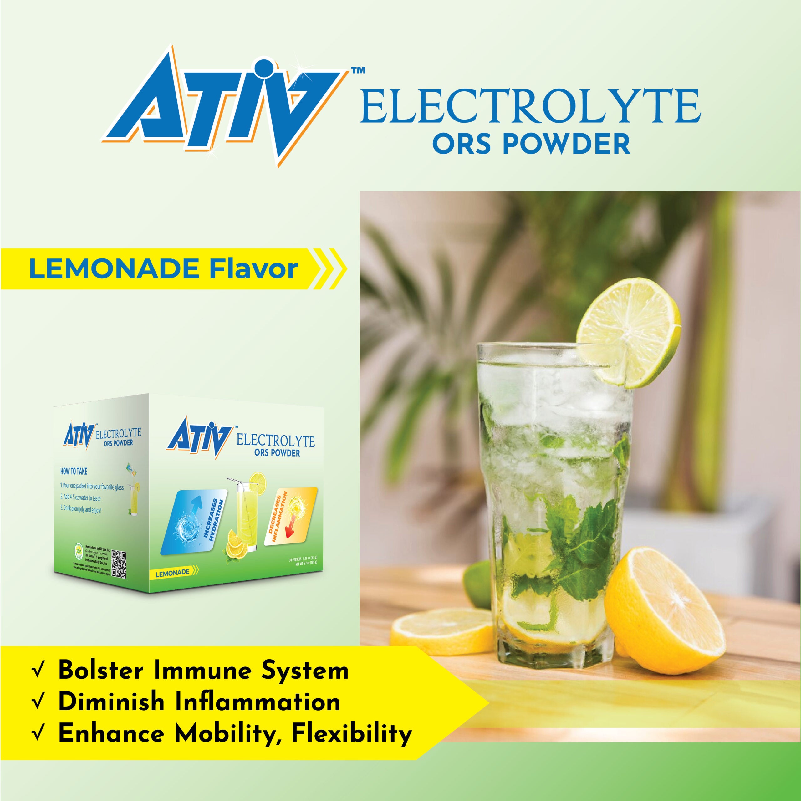 ATIV ELECTROLYTE LEMONADE POWDER