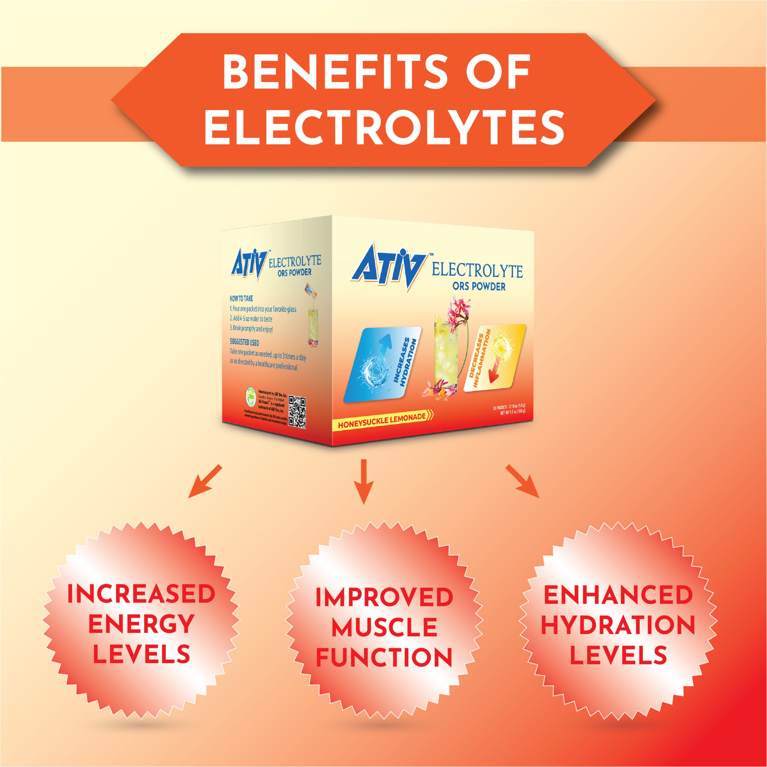 ATIV ELECTROLYTE HONEYSUCKLE LEMONADE POWDER