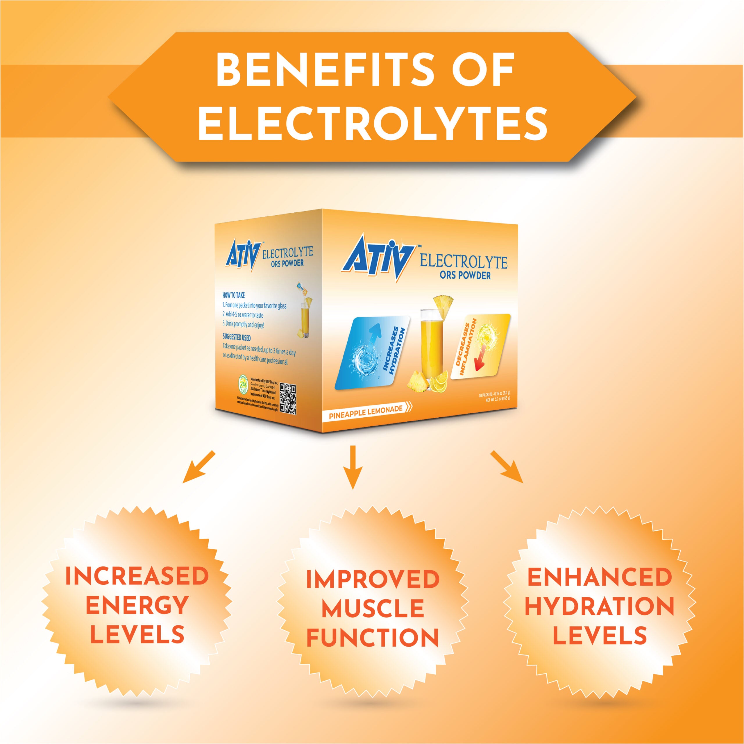 ATIV ELECTROLYTE PINEAPPLE & LEMONADE POWDER