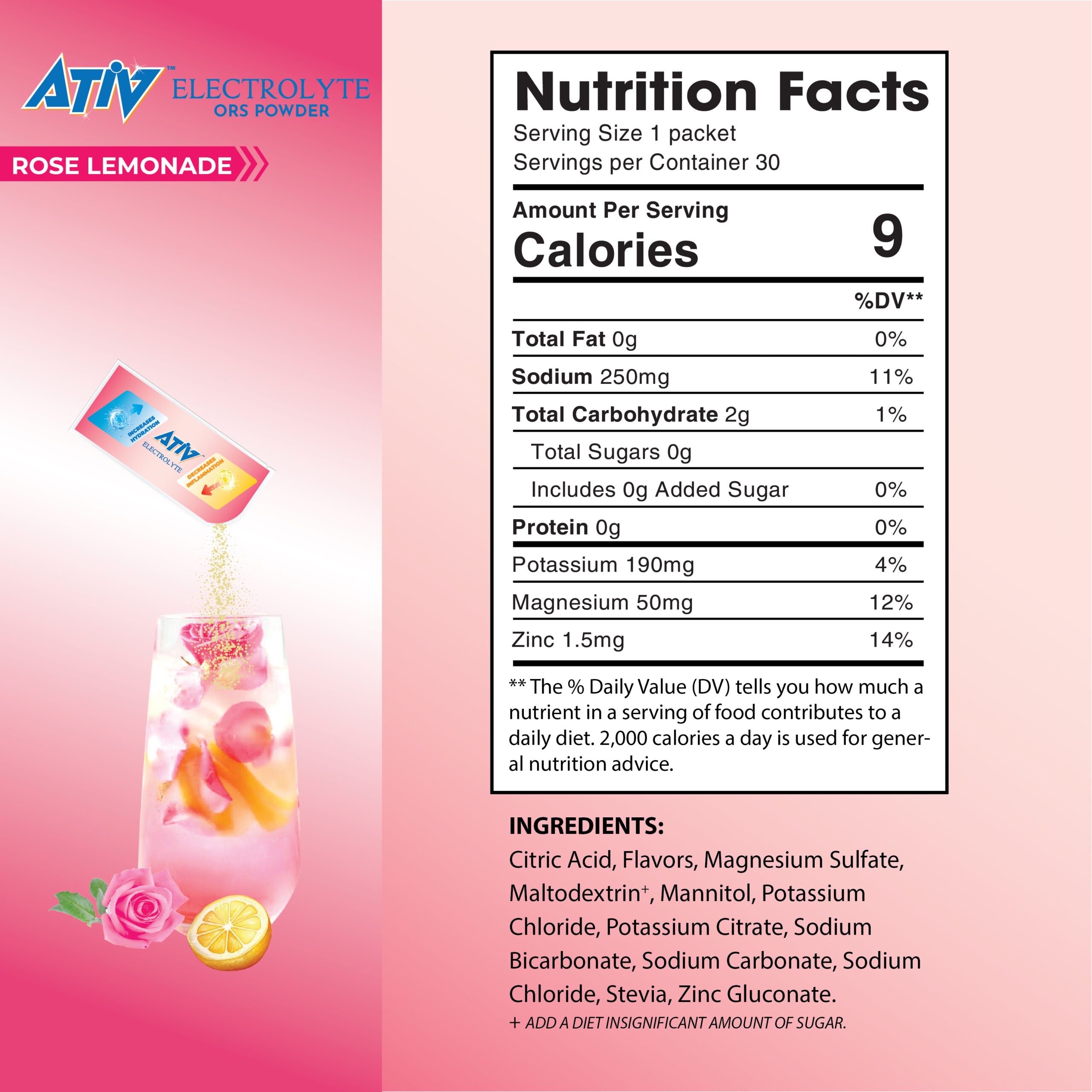 ATIV ELECTROLYTE ROSE LEMONADE POWDER